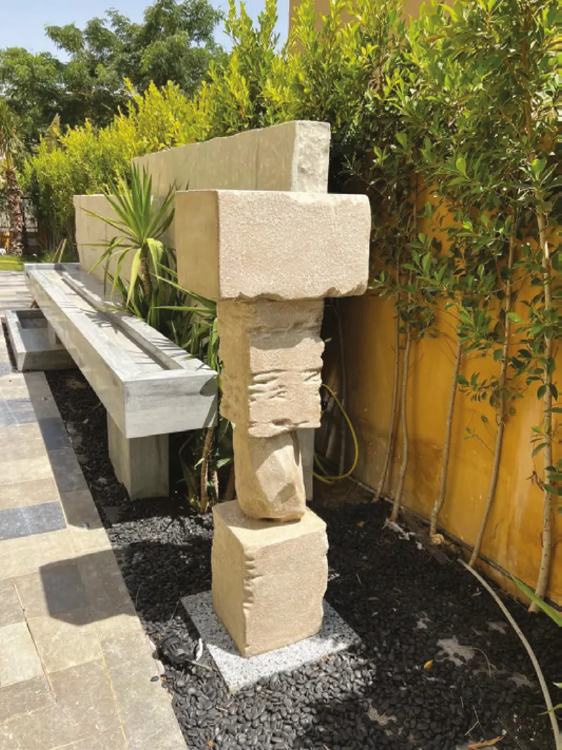 Stone-effect garden bench and column